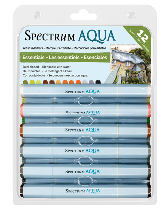 Spectrum Noir Aqua Pens 12pc Set - ESSENTIALS - Click Image to Close