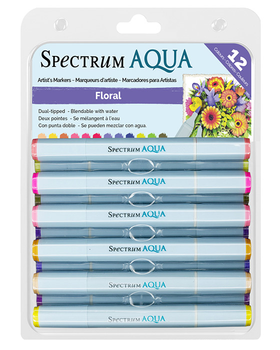 Spectrum Noir Aqua Pens 12pc Set - FLORAL - Click Image to Close