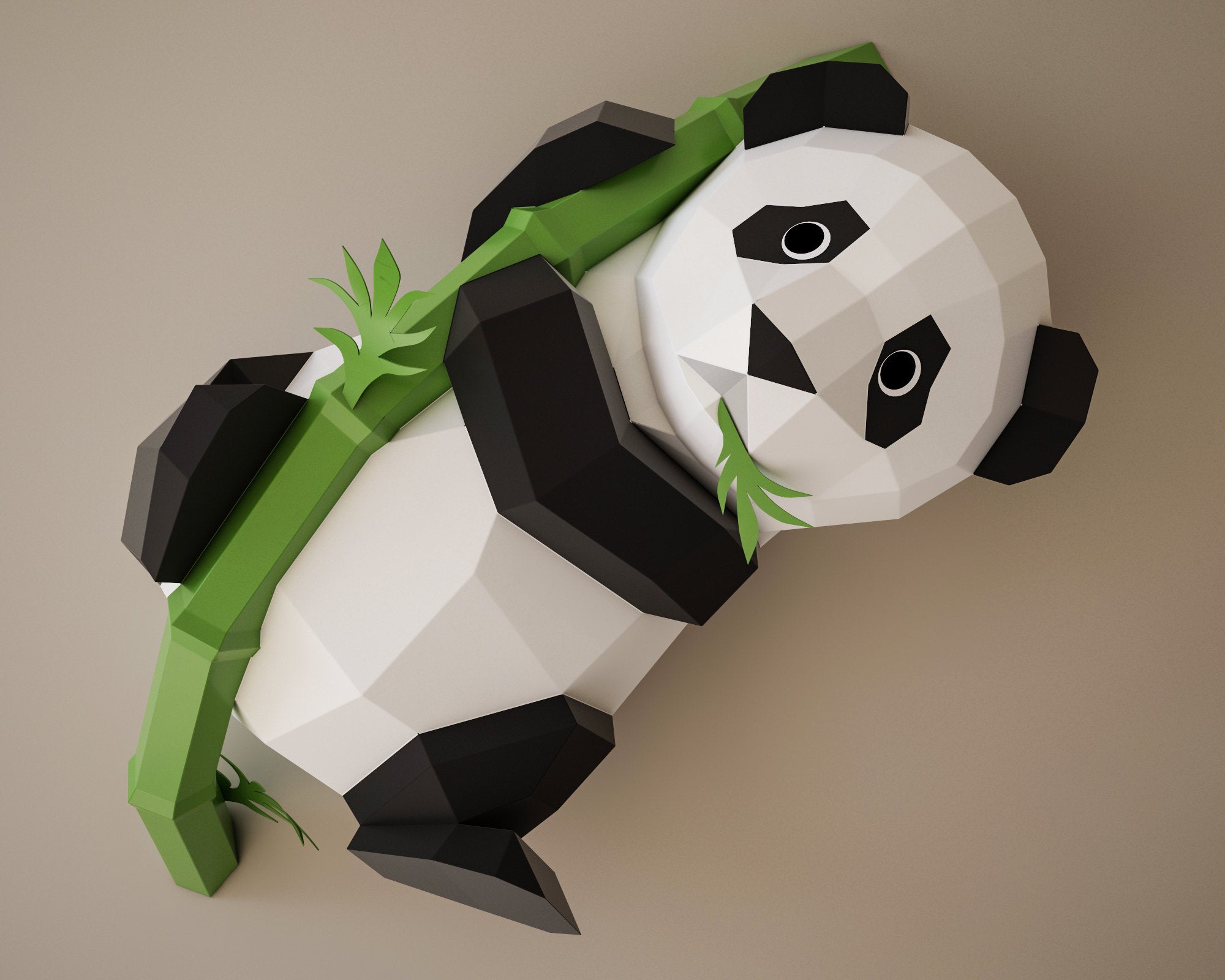 Panda on Bamboo - Click Image to Close